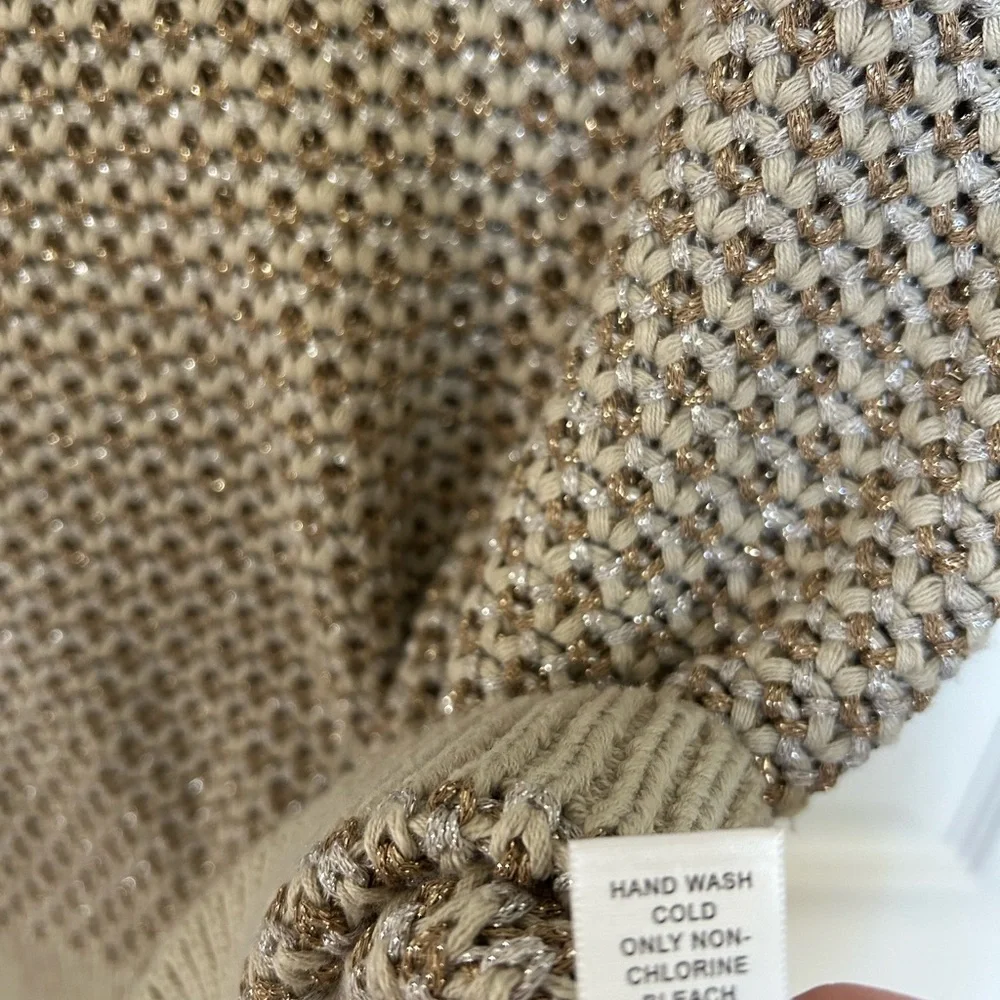 Banana Republic Heritage metallic knit short sleeve sweater shirt top sz M
